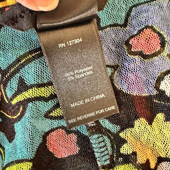 Ali Miles Floral Mesh Wearable Art Cardigan Jacket SMALL Colorful Abstract Retro - Picture 7 of 7